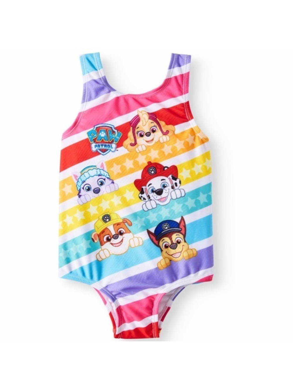 NWT Paw Patrol One Piece Swimsuit Toddler Girls Nickelodeon Stripes Bow Size 2T